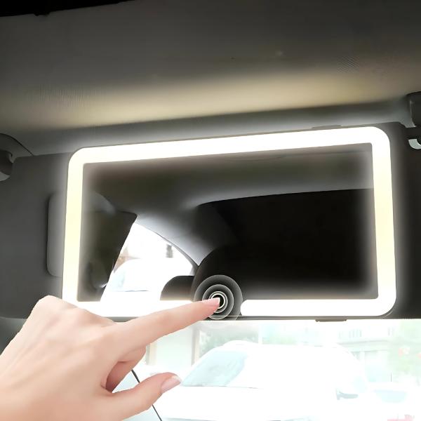 Espejo Para Visera De Carro Con Luz Led Modelo Nz-328 Negro