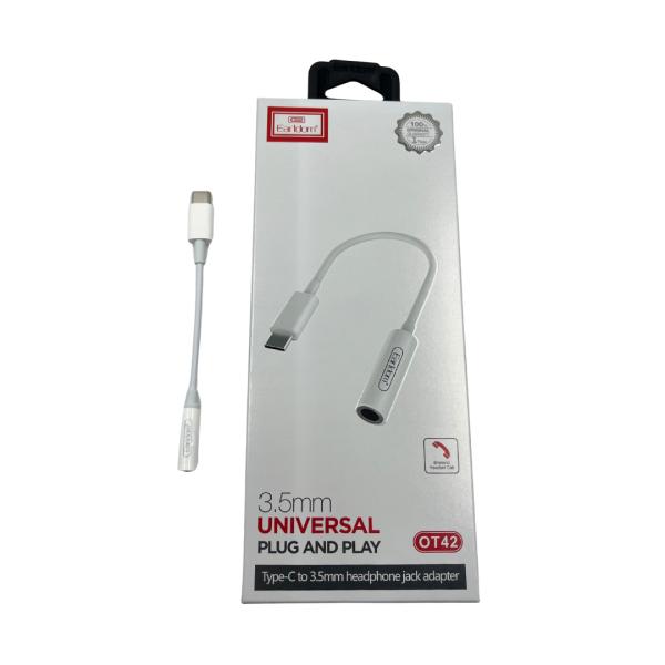 Adaptador Usb Tipo C A 3.5 Mm A Usb Tipo C Et-Ot42 Blanco