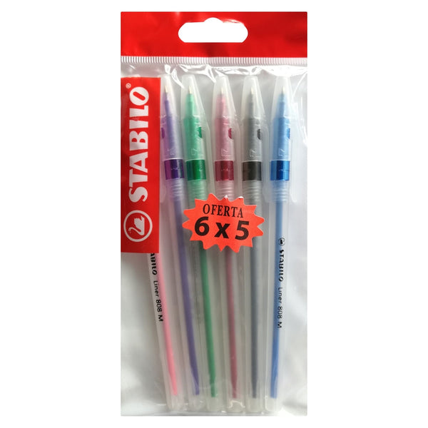 Boligrafo Stabilo Liner Surtido Oferta 6x5 - 6 Unidades