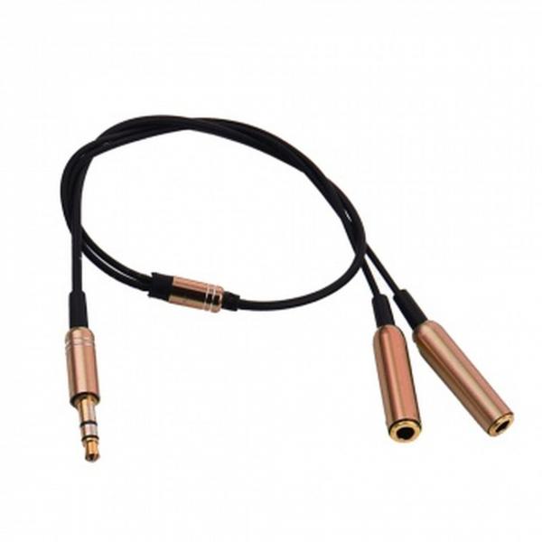CABLE 3.5MM MACHO A 2 3.5MM HEMBRA ET-AUX201 EARLDOM NEGRO/DORADO