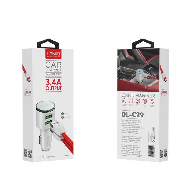 Cargador Carro C29 Ldnio Micro B Blanco