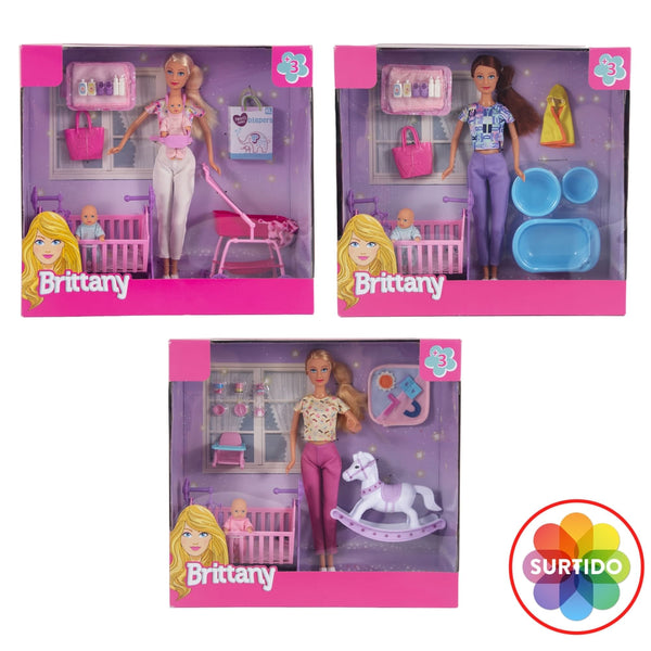Muñeca Brittany Collection Mamá Con Bebé Surtido