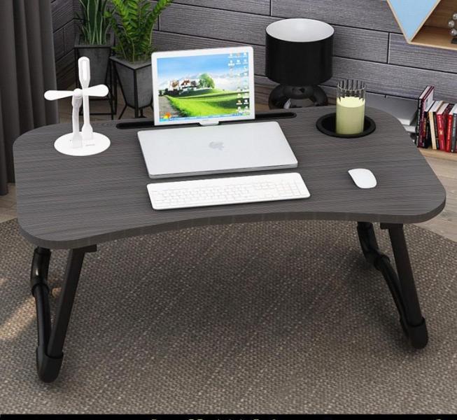Base Para Laptop De Madera Con Conectores Usb 840 Para Usar En La Cama,Comer/Multifuncion Color Negro