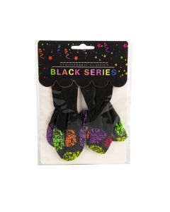 Globo Latex Estampado Feliz Cumpleaños 5pzas Negro Mlt