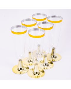 Copa Plástica Con Borde 6und Transparente Y Dorado