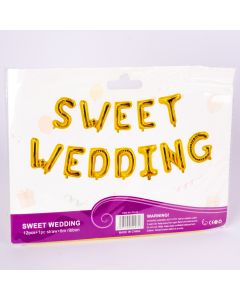 Globo Metálico 16 Pulgadas Sweet Wedding Dorado