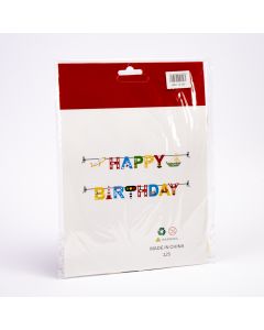 Letrero Cartón Happy Birthday Medios Transporte 20cm Surtido