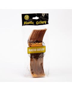 Tenedor Plástico 18.5cm 12und Oro Rosa