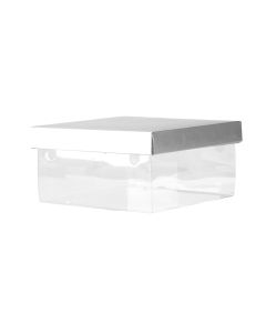Caja Plastica Para Pastel 10pulg Dorado/plata Transparente