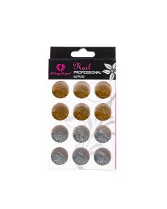 Escarcha Para Uñas Bling Finger 12pzas Dorado/plateado