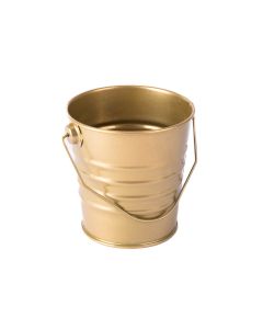 Balde Metálico Con Relieve Asa 10.8cm Dorado