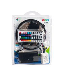 Tira Plástica Luz Led Con Control 5mx0.8cm 12v Multicolor