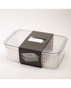 Organizador Plástico Para Refrigerador Con Tapa 31x20.5x10.5cm Transparente
