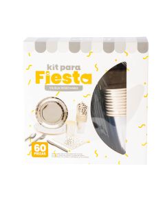 Vajilla Cartón Desechable Liso Estampado Puntos 60pzas