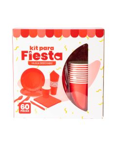 Vajilla Cartón Desechable Liso 60pzas