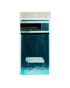 Mantel Plástico Metalizado Liso 1.37x2.74m Celeste