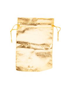 Bolsa Tela Lisa Brillante Con Cordón Ajustable 11x16cm Dorado