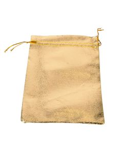 Bolsa Tela Lisa Brillante Con Cordón Ajustable 13x18cm Dorado
