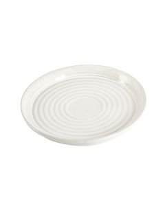 Plato Porcelana Plano Relieve Rayas 8pulg Blanco