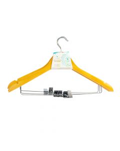 Gancho Madera Para Ropa Liso Con Prensa 3und Beige