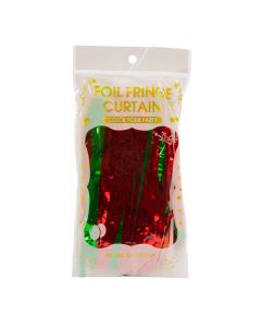 Cortina Curling Plástica Lisa Brillante 200x100cm Rojo Y Verde