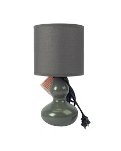 Lampara Cerámica Para Mesa Noche Lisa Gris