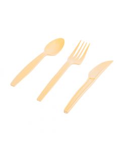 Cubierto Biodegradable Liso 24pzas Beige