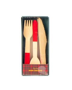 Juego Cubiertos Madera Liso 76x171x25.4mm 24pzas