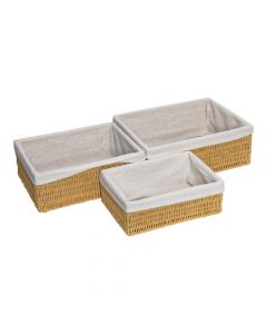 Cesta Fibra Rectangular Beige