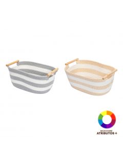 Cesta Cuerda Con Asa Madera