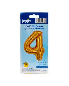 Globo Metálico Número 4 Dorado