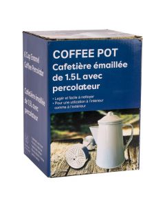 Cafetera Loza Con Tapa 6 Tazas 1.5l Blanco