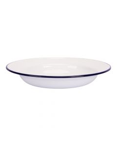 Plato Loza Hondo Liso 18cm Blanco Y Azul