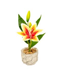 Planta Artificial Lirio Amarillo Y Rojo