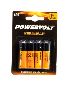 Batería Alkalina Powervolt AA 4und