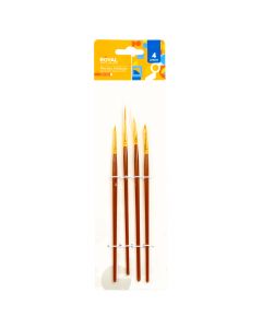 Pincel Madera 4pzas Marron Y Dorado