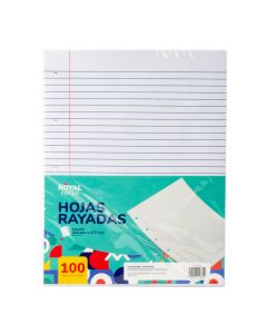 Hoja Rayada 5 Perforaciones 100und Blanco