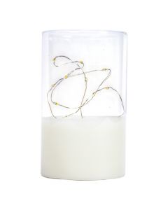 Candela Vidrio Con Luz Led Transparente Y Blanco