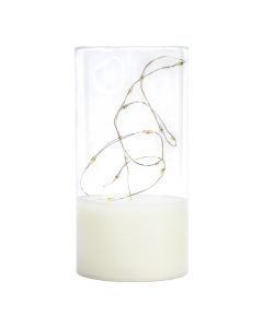 Candela Vidrio Con Luz Led Transparente Y Blanco
