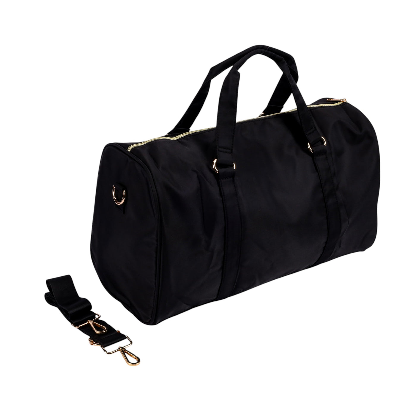 Bolso Viaje Con Zipper Negro Y Dorado