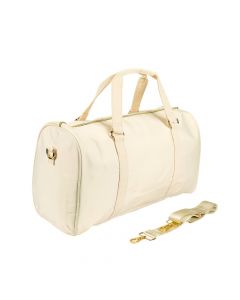 Bolso Viaje Con Zipper Beige Y Dorado