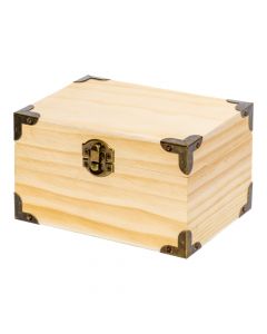 Caja Madera Beige Bronce Mediana