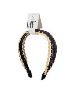 Diadema Textura Tejido Negro Beige