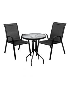 Mesa Y Silla Metálica Negra 3pzas