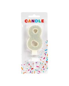 Vela Escarchada Blanco Y Plateado