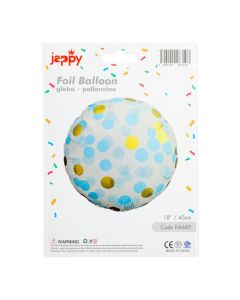 Globo Puntos Celeste Y Dorado