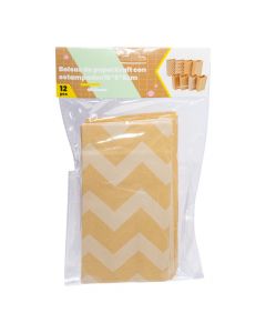 Bolsa Kraft Estampada Beige Y Blanco