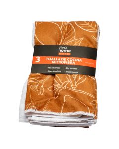 Toalla Cocina Microfibra Marrón Blanco