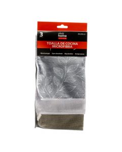 Toalla Cocina Microfibra Blanco Gris
