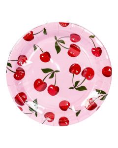 Plato Carton Estampado Cerezas 8und 7pulg